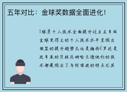 五年对比：金球奖数据全面进化！